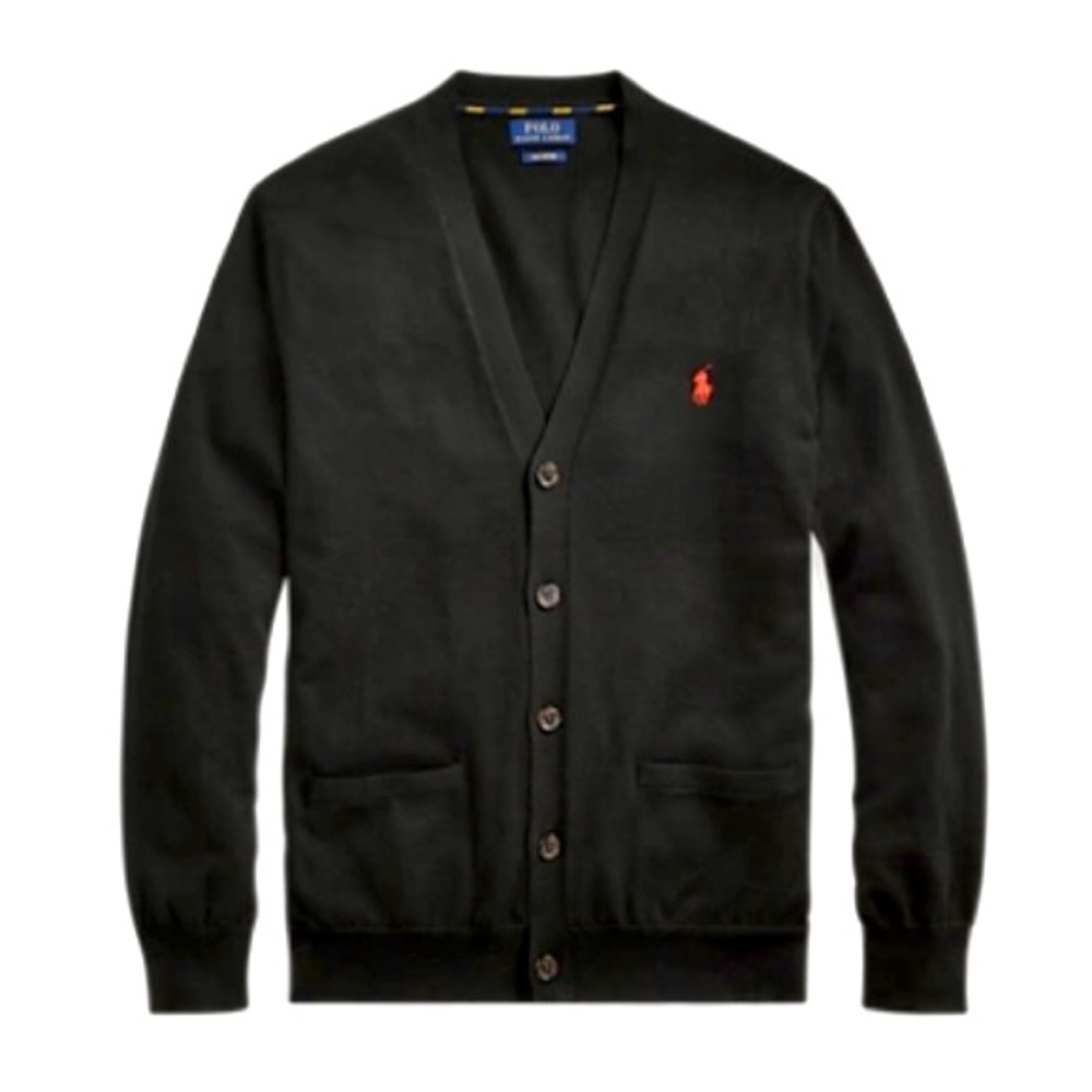 Polo Ralph Lauren Cotton V-Neck Cardigan Black
